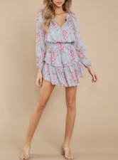 $395 LOVESHACKFANCY Popover Dress in Burnt Pink Skies Size Large