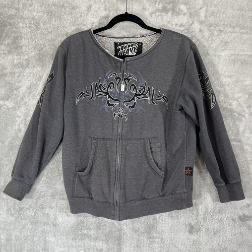 Top felpa pesante grande *(note)* teschio skater Y2K sherpa foderato zip senza cappuccio