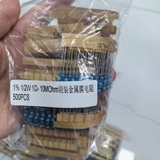 500pcs 50 Values 1/2W 0.5W 1 Metal Film Resistors Assorted kit Set 1   10M  