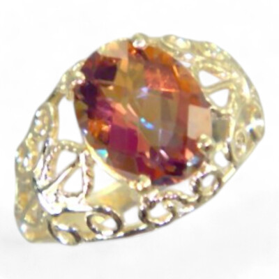 Twilight Fire Topaz, Solid 10KY or 14KY Gold Ladies Ring, R162