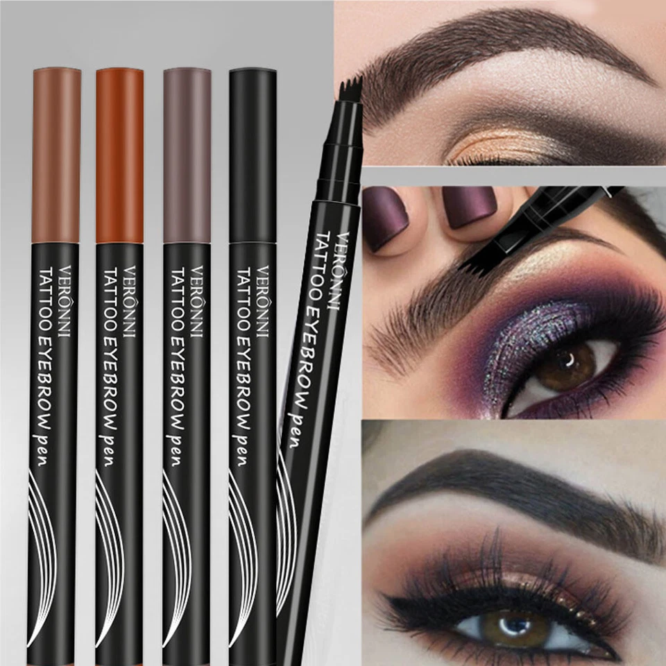 MARKENLOS Wasserdichter 3D-Microblading-Augenbrauenstift 4 Gabelspitzen Tattoo-Stift + R☑