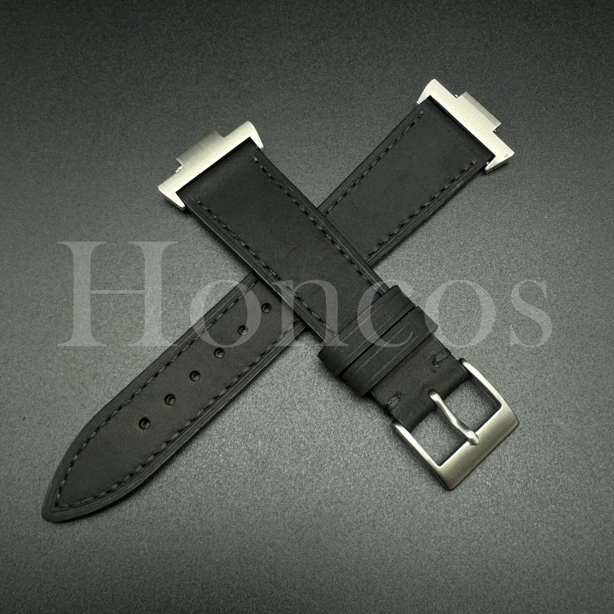 Black Vintage Leather Watch Band Strap Fits for Tissot PRX