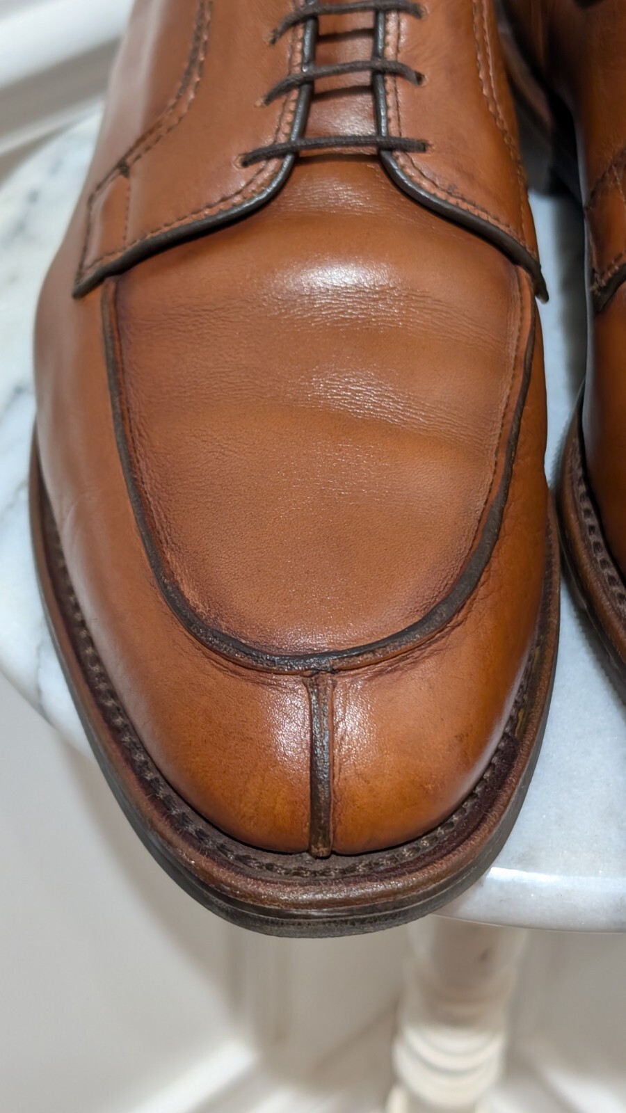 SAOLA Scarpe Allen Edmonds Stockbridge Blucher da uomo taglia 11 5 C in pelle di peperoncino punta divisa