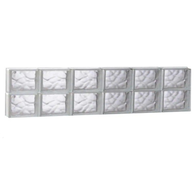 Thick Glass Block Window Non-Vented Frameless Wave Pattern 46.5x11.5x3.125 White