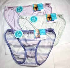 NWT set of 3 VANITY FAIR ILLUMINATION STRING BIKINI 18108 GREEN STRIPES LILAC M