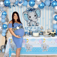 Baby Shower Decoration set for Boys - Backdrop, Tablecloth and Balloons
