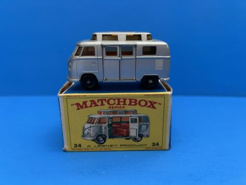 MATCHBOX SERIES-VOLKSWAGEN CAMPER 34-Lesney-England-Original Box-1960s-Vintage