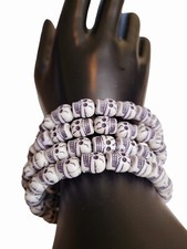 4 Beaded Skulls Elastic Bracelets Halloween Party Costume Jewelry Skeleton