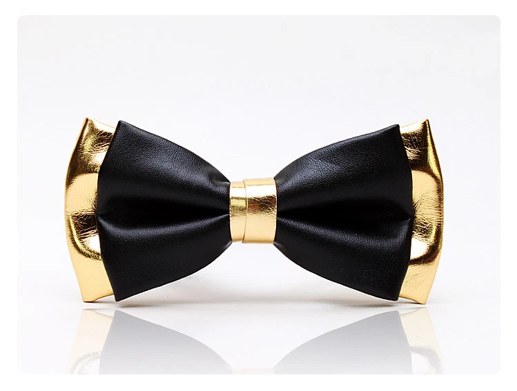 Corbatas para hombre PVC Cuero Sintético Oro Negro Moño Boda Fiesta | eBay