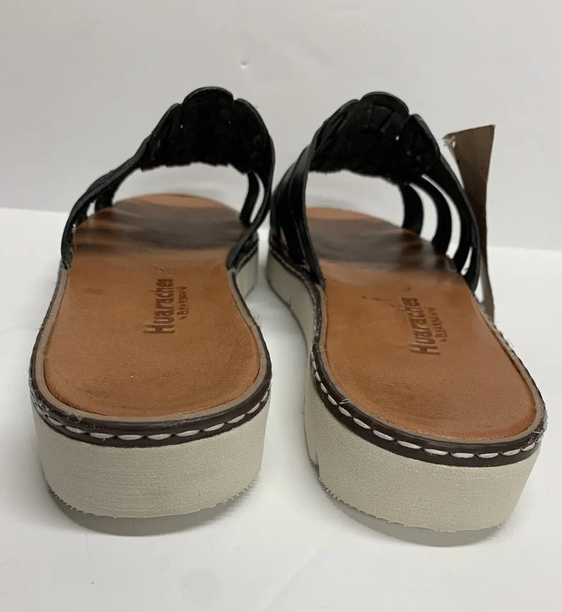 Woven Black Leather Huaraches by BEARPAW Slide Slip-on  display picture 1