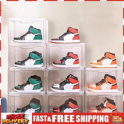 Shoe Storage Organizer with Lid Sneaker Display Case Stackable for Home Storage 
