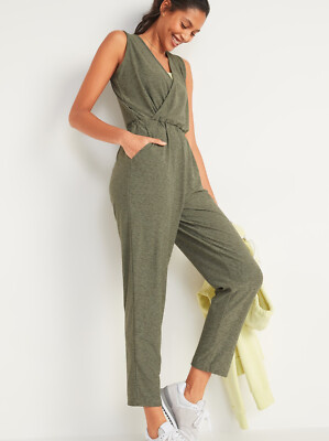 Old Navy Women's Green Breathe ON Cross-Front Sleeveless Jumpsuit