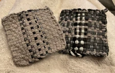 Potholders - Handmade - Set of 2 -Black, gray, & white - Cotton -New