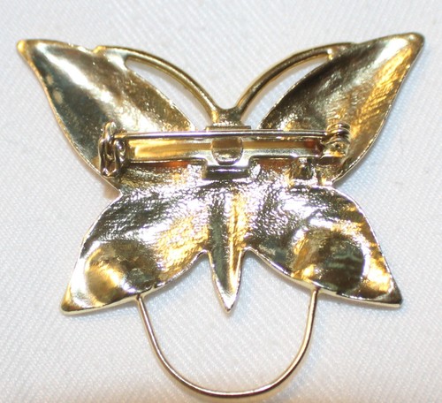 Brooch 1970s era Golden Orchid Moth Pin Vintage Estate - Picture 3 of 3