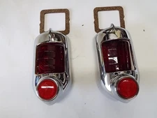 1951 1952 CHEVROLET CHEVY 2 NEW TAILLIGHT BEZELS WITH RED GLASS LENS REFLECTORS