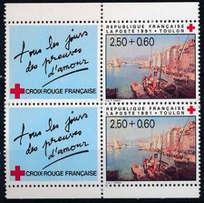 Timbre France 2733a** paire avec vignette Carnet Croix rouge 1991