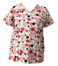Women's Fashion Nursing Scrub Tops Printed Medical Uniforms Colorful Dots M