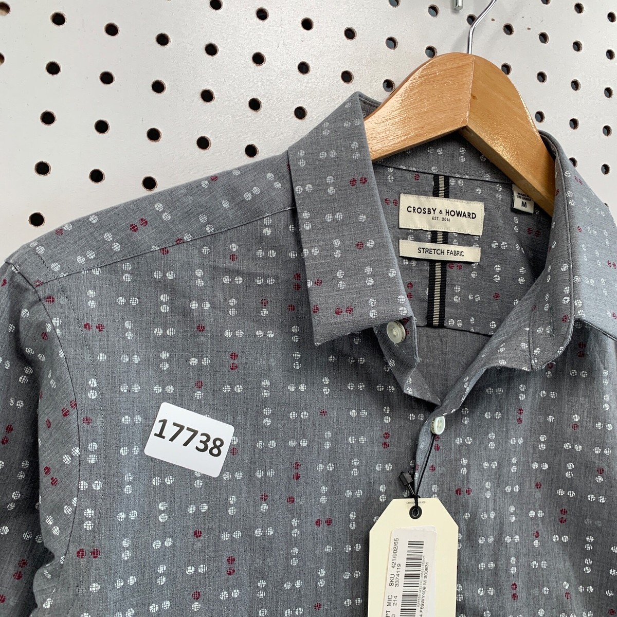 M。 NEW Crosby & Howard Mens Button Shirt Mens Medium Gray stretch