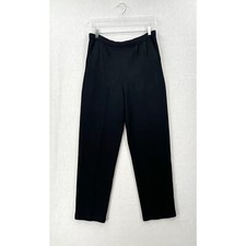 ST JOHN Vintage Santana Knit Pant Women 8 10 Black Tapered Pleated Pockets 1980s