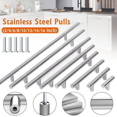 Lot of Kitchen Cabinet Pulls Brushed Nickel Cupboard Round T Bar Handle Drawer