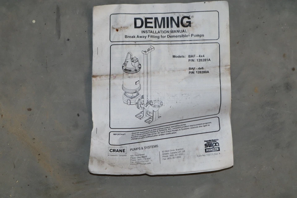 CRANE DEMING BREAK AWAY FITTING FOR DEMERSIBLE PUMPS ? # 128281A BAF 4X4 ? - Image 2 of 4