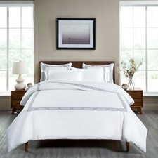 1200 Thread Count Egyptian Cotton Embroidered Soft Duvet Cover  Pillow Sham Set