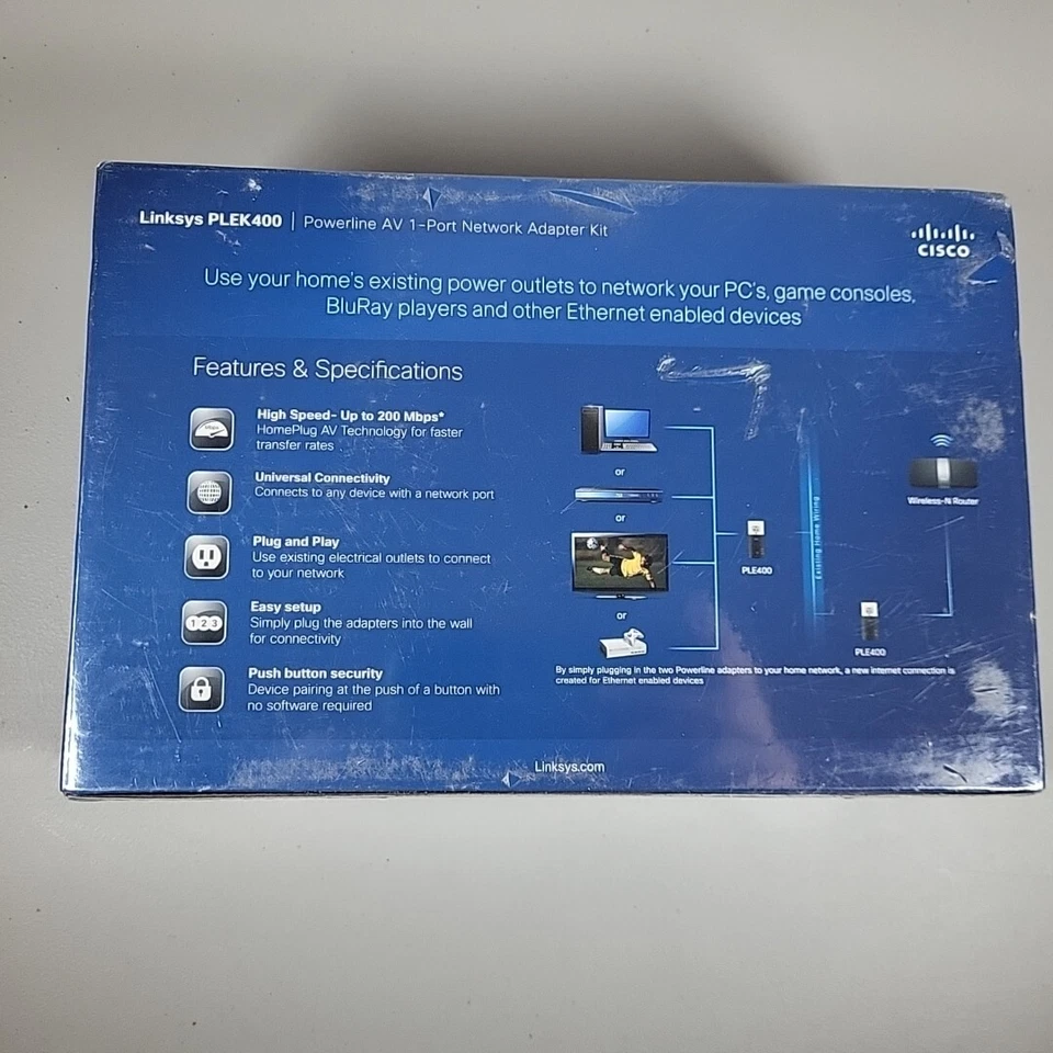 NEW SEALED! Linksys Cisco Powerline 400 Bridge - PLEK400 HomePlug AV (HPAV)   - Image 4 of 4