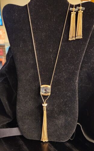 rachel zoe gold and crystal long necklace and dang