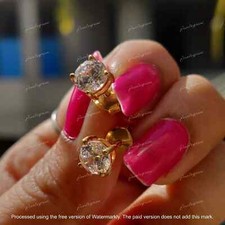 2Ct Round Cut Lab-Created Diamond Solitaire Stud Earring 14k Yellow Gold Finish