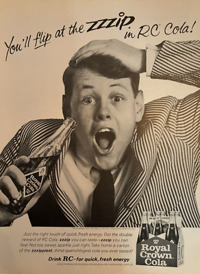 ROYAL CROWN COLA BOTTLE QUICK FRESH ENERGY VINTAGE PRINT AD 1965