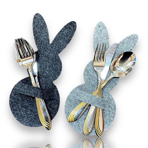 Bestecktaschen Hase aus Filz im 2er Set-Osterdekoration - Bild 2 von 7