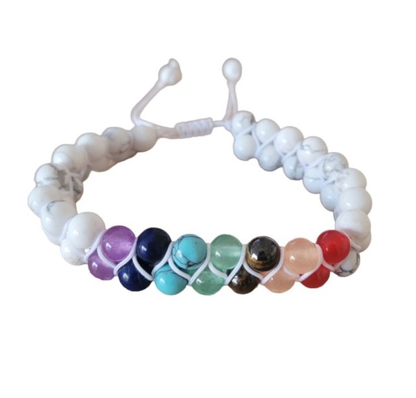 PULSERA DOBLE AJUSTABLE DE HOWLITA Y LOS COLORES DE LOS CHAKRAS