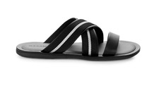 Bally Men's Sasha Slide Textile and Leather Black Sandals 9 US 6234150 NIB 450