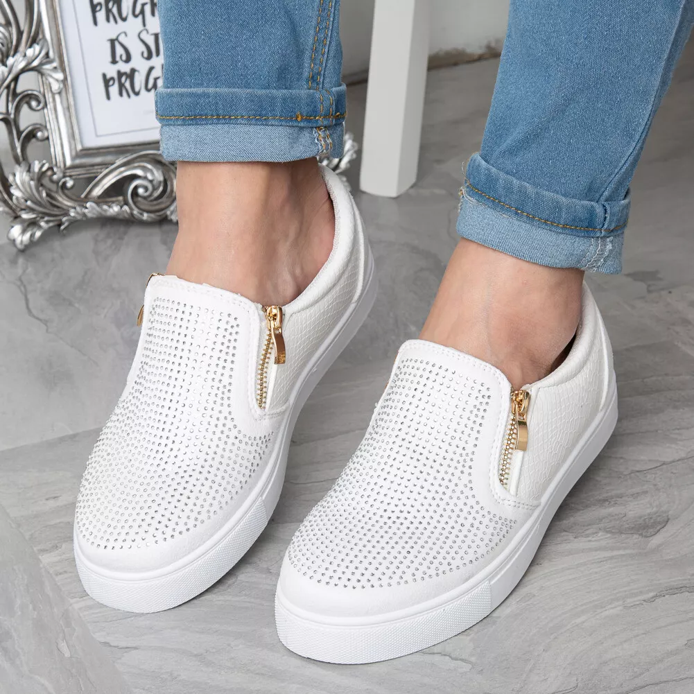 Ladies white slip on best sale pumps