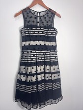 Eliza J Cocktail Dress- Size 10 Stripes with sheer polka dot neckline