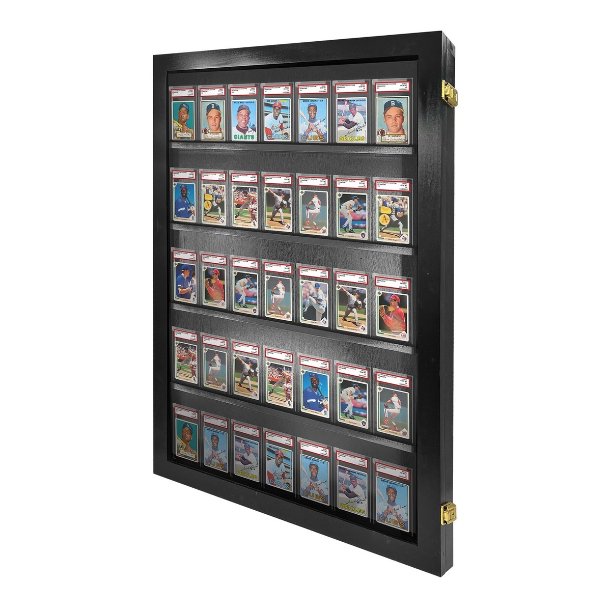 Baseball Card Display Case Sports Card Frame Lockable -Holds 35 PSA Graded  Cards | eBay