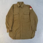 WW2 US Military Uniform Shirt Mens Size 15.5 - 32 Green Long Sleeve Button Up