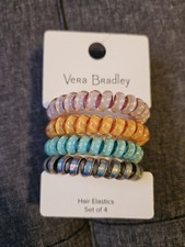 Vera Bradley Spiral Hair Ties 4 Pack Purple Blue Yellow Pink