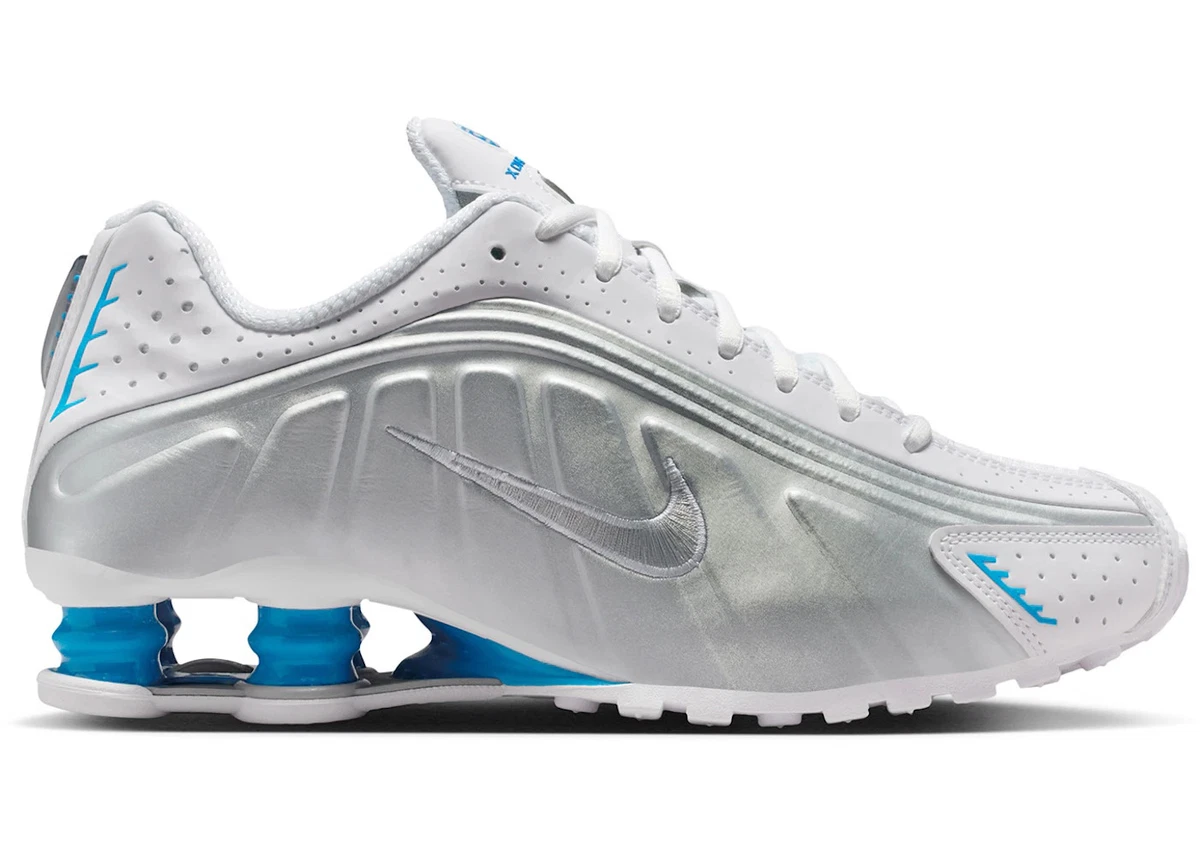 Nike Shox R4 White Metallic Silver Blue Hero W for sale | eBay