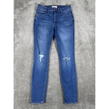 Madewell 9 Mid-Rise Skinny Jeans Blue Distressed Denim Size 27