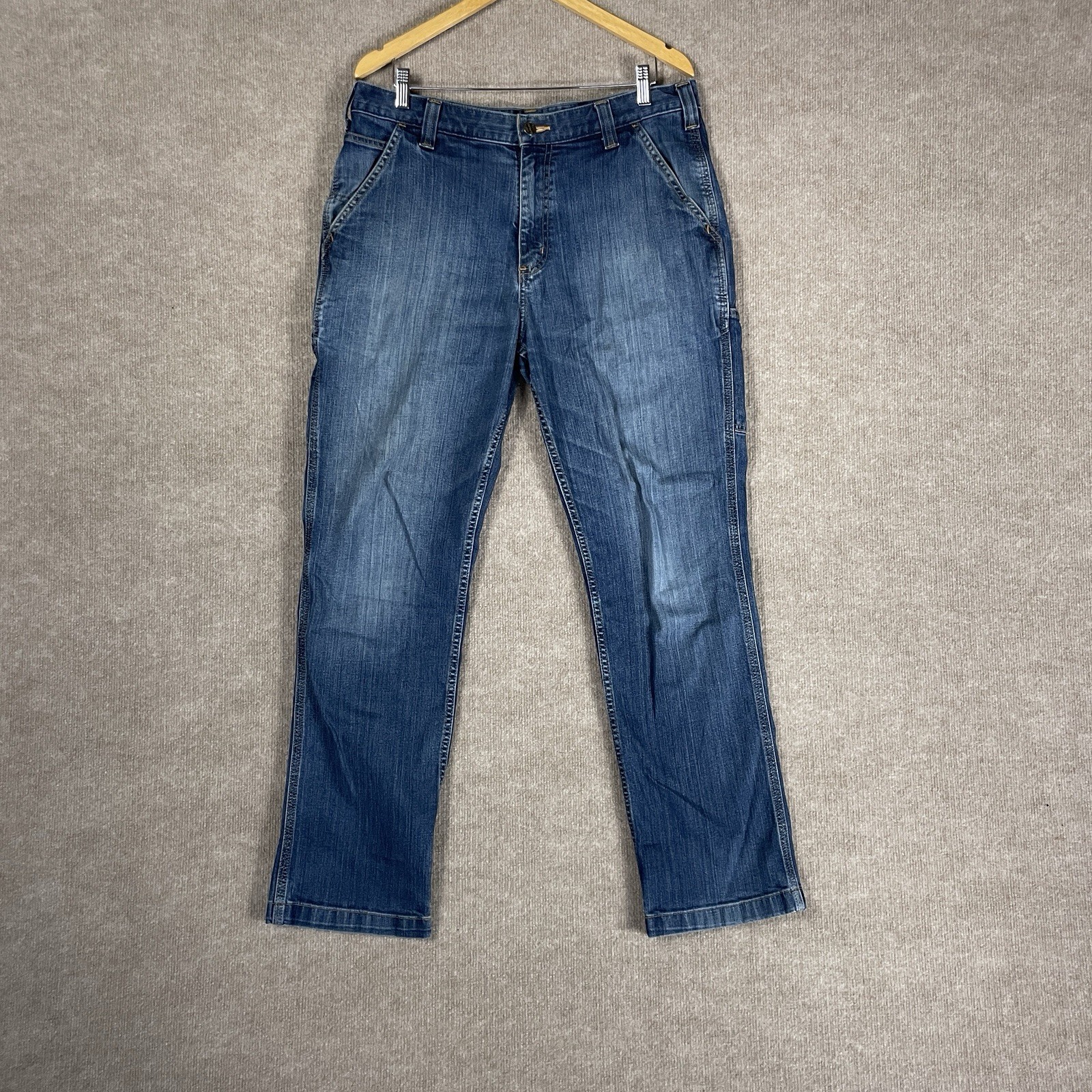 Men’s Carhartt Blue Relaxed Fit Straight Leg Denim Jeans - 36x32