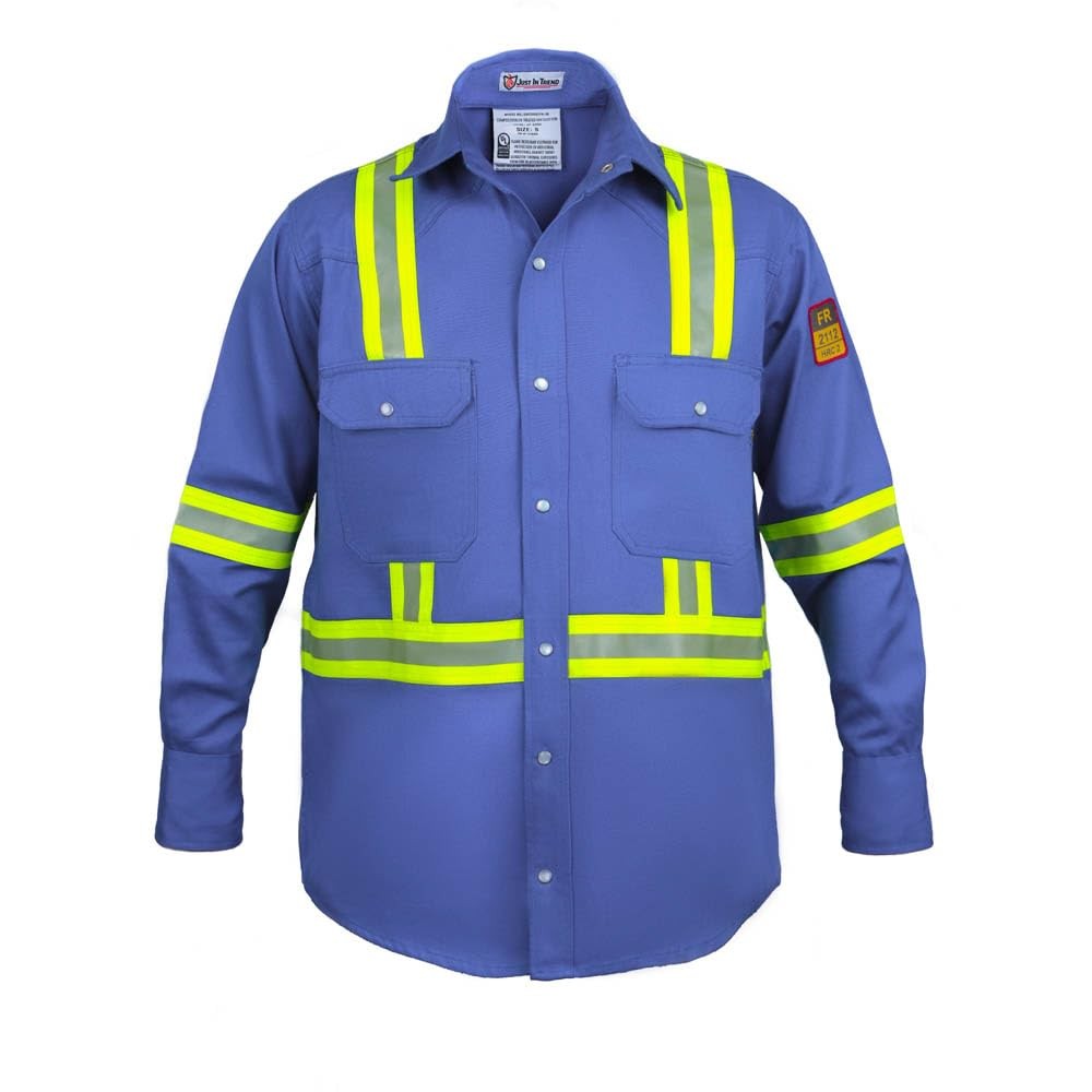 FR Hi-Vis Shirt 2XL Light Blue Flame Resistant HRC 2 NFPA 2112 UL