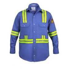 FR Hi-Vis Shirt 2XL Light Blue Flame Resistant HRC 2 NFPA 2112 UL Certified