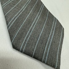 Armani Tie Wool Mohair Blend Giorgio Collezioni Mens Gray Sky Blue Stripe Italy