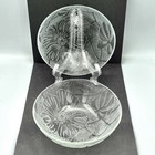 Set of 2 Vintage KIG Hibiscus Glass Bowls Clear Salad Soup Cereal 6 1/2"