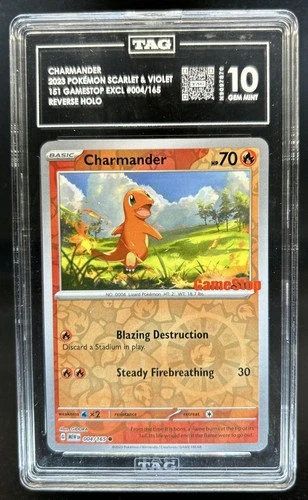 2023 Pokemon 151 Gamestop Exclusive Charmander Reverse Holo #004/165 TAG 10