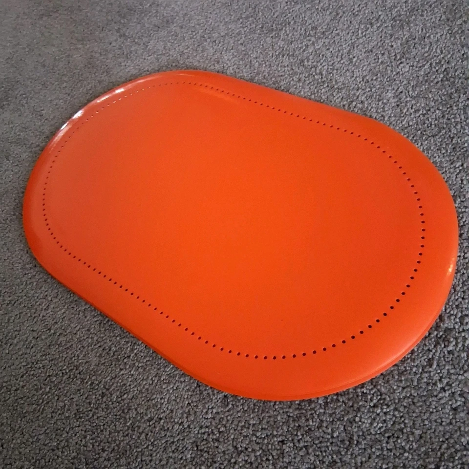 Juego de manteles de goma tejidos vintage 4 piezas años 70 flecos naranja cuadrado Foto 2 de 4