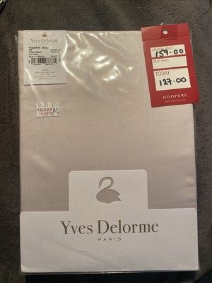 YVES DELORME TRIOMPHE  Nage FITTED SHEET 155/205 61/81 Spannbettlaken Satin Neu