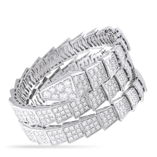 Bvlgari Serpenti Viper 18K White Gold Diamond Bracelet BV02-121824