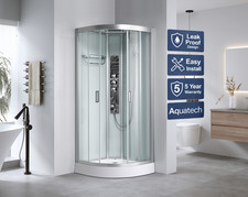800x800 Quadrant White Thermostatic Shower Cabin Enclosure Cubicle Room Bathroom